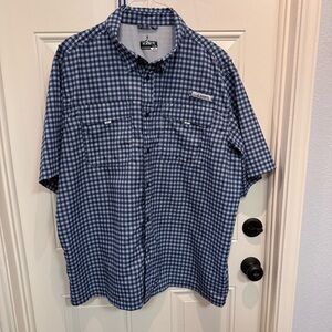 Habit  Men's fishing shirt. Navy Checkered Button Down Shirt